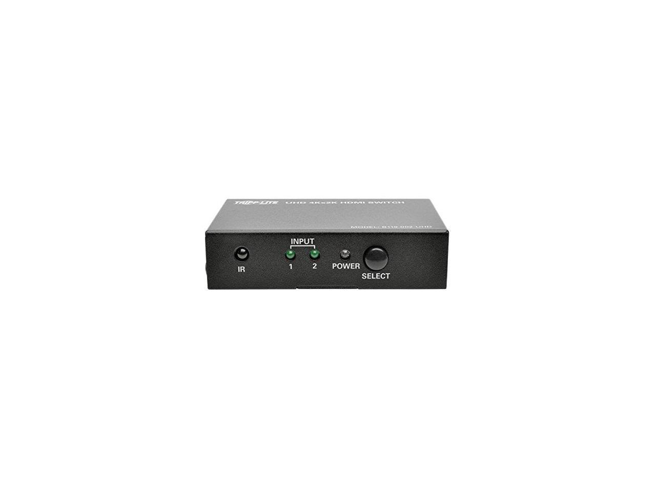 Tripp Lite 2-Port HDMI Switch for Video and Audio, 4K x 2K UHD @ 60 Hz (HDMI F/2xF) with Remote Control (B119-002-UHD)