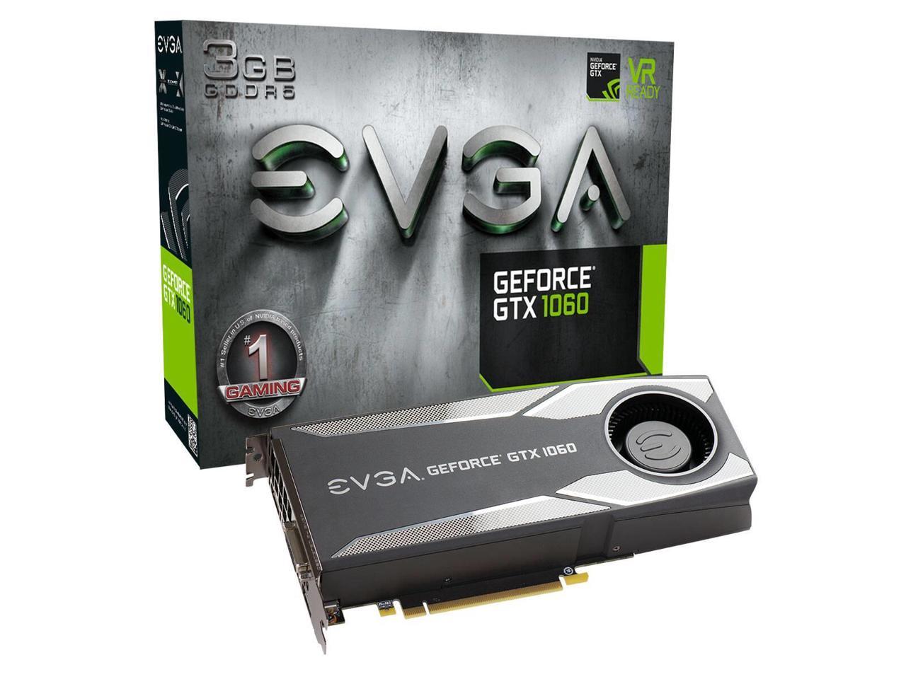 EVGA GeForce GTX 1060 DirectX 12 03G-P4-5160-KR 3GB 192-Bit GDDR5 PCI Express 3.0 Video Card