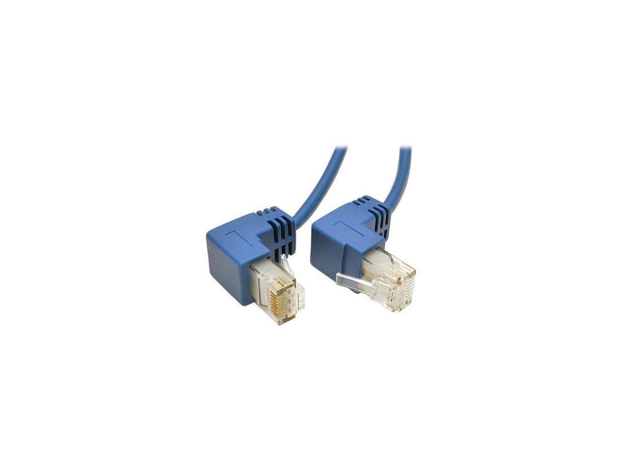 Tripp Lite Cat6 Gigabit Snagless Molded Slim UTP Patch Cable with Right-Angle Connectors (RJ45 M/M), Blue, 1 ft. (N201-SR1-BL)