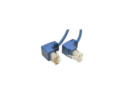 Tripp Lite Cat6 Gigabit Snagless Molded Slim UTP Patch Cable with Right-Angle Connectors (RJ45 M/M), Blue, 1 ft. (N201-SR1-BL)