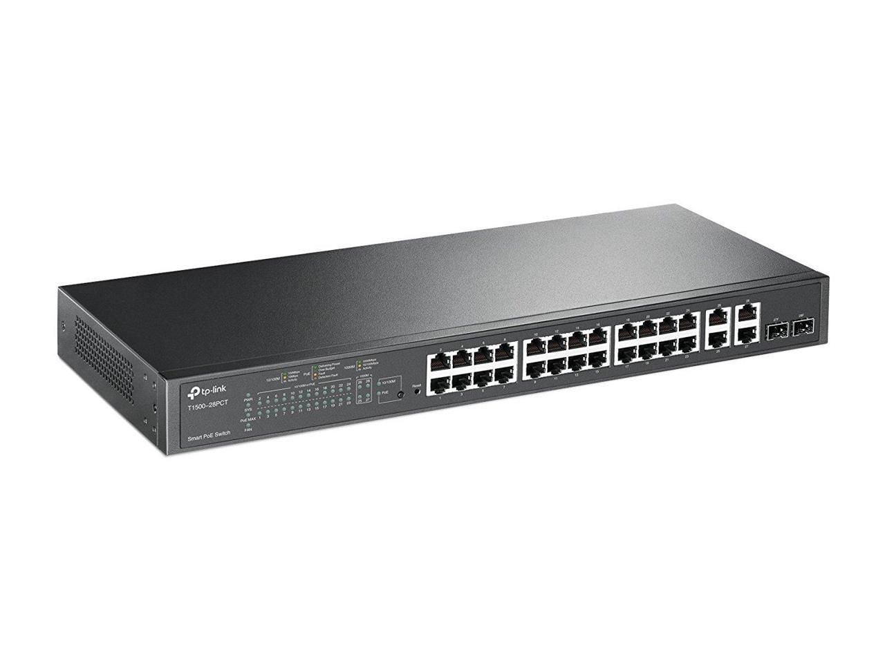 TP-LINK T1500-28PCT (TL-SL2428P) 24-Port 10/100Mbps + 4-Port Gigabit Smart PoE+ Switch