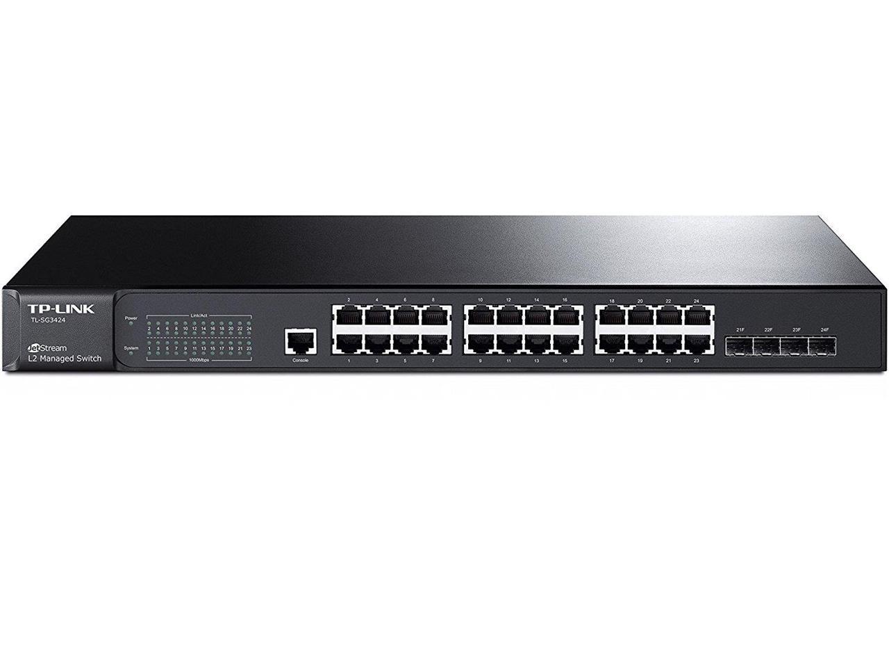 TP-Link 24 Port Gigabit Switch | L2 Managed w/Console Port | 4 SFP Slots | Lifetime Protection | Support L2/L3/L4 QoS, IGMP and Link Aggregation | IPv6 and Static Routing (T2600G-28TS)