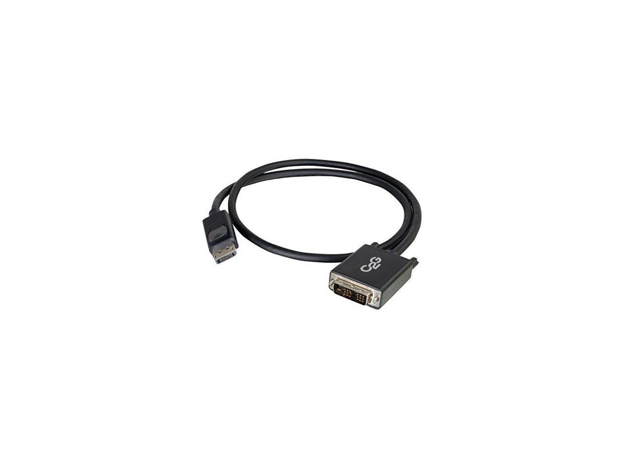 C2G 54328 DisplayPort Male to Single Link DVI-D Male Adapter Cable, TAA Compliant, Black (3 Feet, 0.91 Meters)