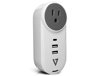 V7 1 Outlet, Rotating Travel Surge 400J w/USB-C - 1 x NEMA 5-15R, 2 x USB - 1875 VA - 400 J - 120 V AC, 230 V AC Input