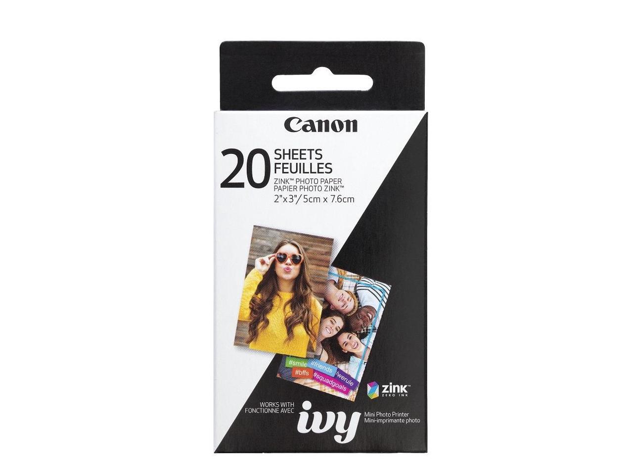 Canon ZINK Zero Ink (ZINK) ZINK Paper - 2" x 3" - 20 Sheet - White