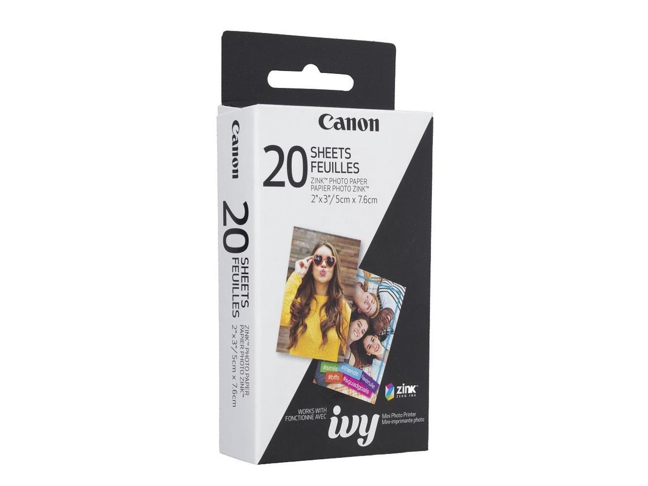 Canon ZINK Zero Ink (ZINK) ZINK Paper - 2" x 3" - 20 Sheet - White