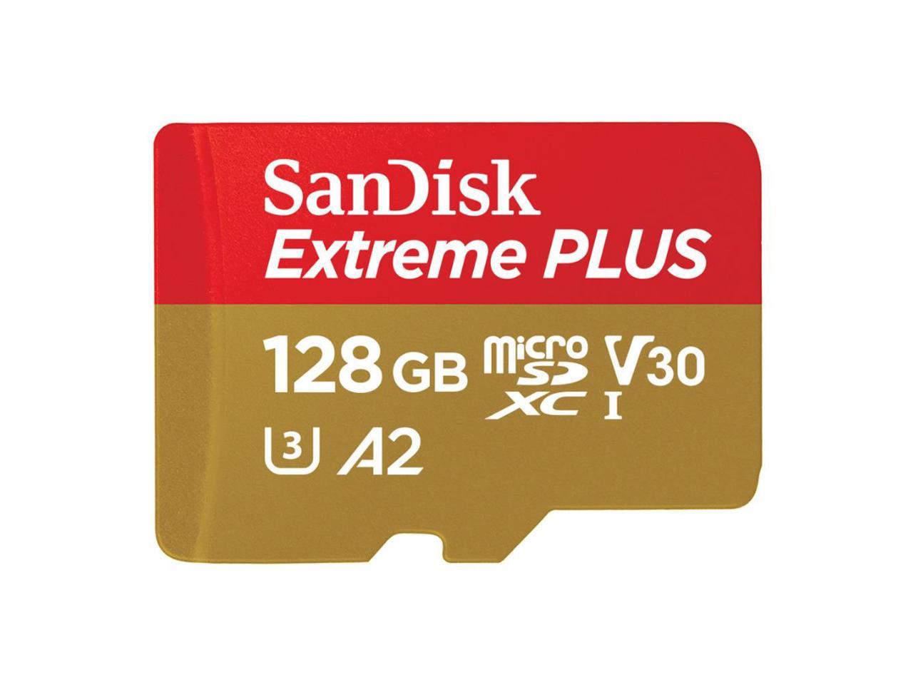 SanDisk - SDSQXBZ-128G-ANCMA - SanDisk Extreme PLUS 128 GB Class 10/UHS-I (U3) microSDXC - 170 MB/s Read - 90 MB/s Write