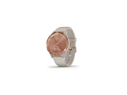 Garmin Vivomove 3S Hybrid Smartwatch with Real Watch Hands and Hidden Touchscreen Display - Light Sand Silicone with Rose Gold Hardware