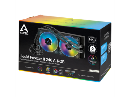 ARCTIC ACFRE00093A Liquid Freezer II 240 A-RGB - Multi-Compatible All-in-one CPU AIO Water Cooler with A-RGB, Compatible with Intel & AMD, efficient PWM-Controlled Pump, Fan Speed: 200-1800 RPM -Black