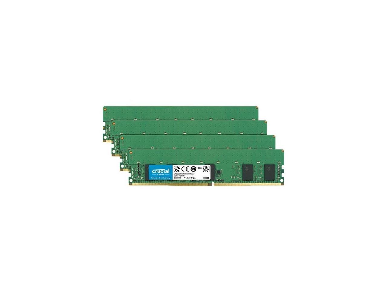Crucial 16GB Kit (4 x 4GB) DDR4-2666 RDIMM - 16 GB (4 x 4 GB) - DDR4 SDRAM - 2666 MHz DDR4-2666/PC4-21300 - 1.20 V - ECC - Registered - 288-pin - DIMM