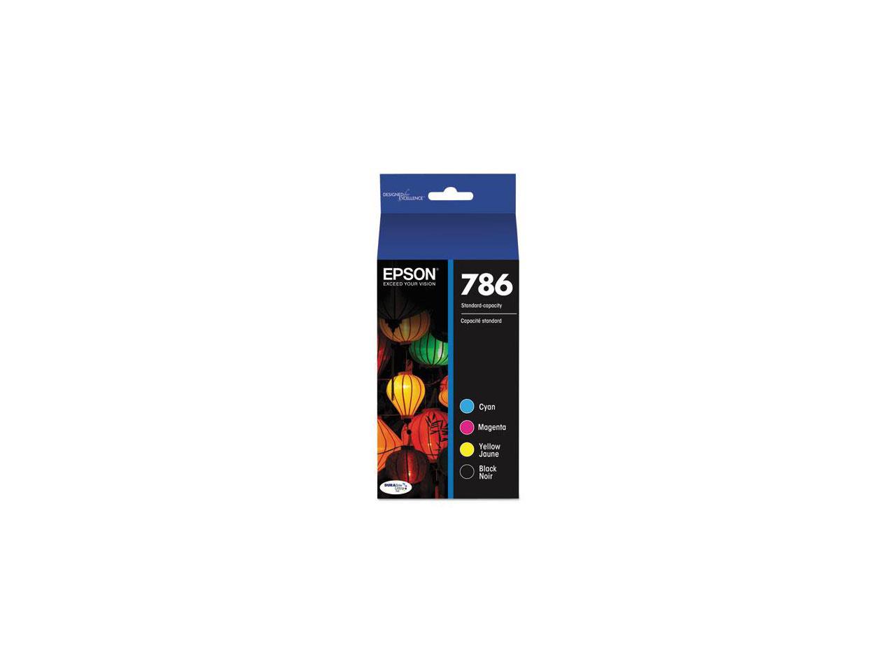 Epson 786, Black and Color Ink Cartridges, C/M/Y/K 4-Pack (T786120-BCS)
