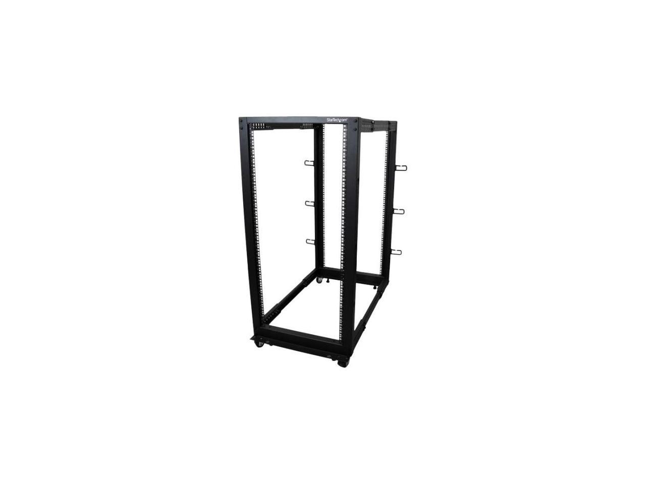 StarTech.com 4POSTRACK25U 25U Adjustable Depth Open Frame 4 Post Server Rack Cabinet - w/ Casters / Levelers and Cable Management Hooks