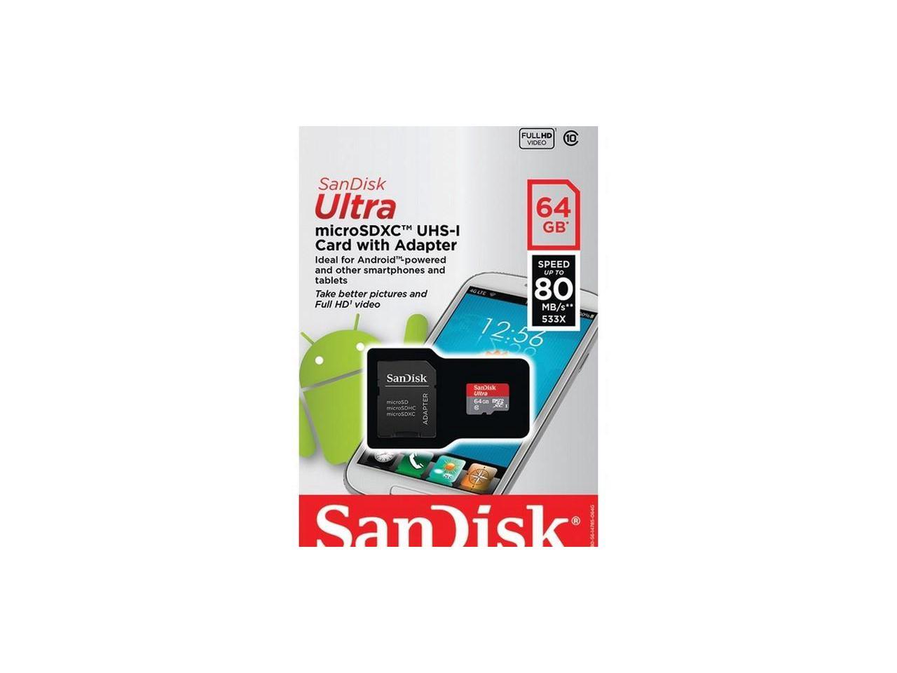 SanDisk 64GB microSDXC Flash Memory Model SDSQUNC-064G-AN6MA