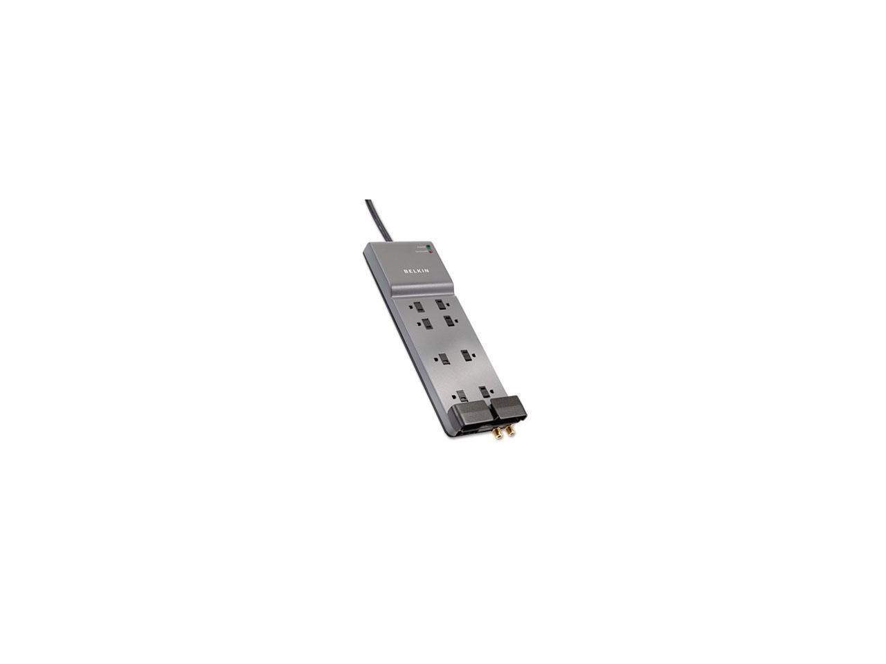 Belkin BLKBE10823006 Surge Protector Coaxial 8 Outlets 6 ft. Cord 3550 Joules Gray