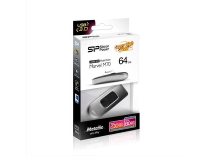 Silicon Power Marvel M70 64GB 230/80 MB/s (read/write) Retractable USB 3.0 Flash Drive Silver
