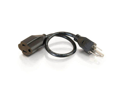 C2G 03115 18 AWG Outlet Saver Power Extension Cord - NEMA 5-15P to NEMA 5-15R, TAA Compliant, Black (6 Feet, 1.82 Meters)