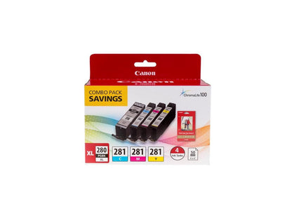 Canon CLI-281 XL Ink Cartridge Value Pack Black/Cyan/Magenta/Yellow Inkjet Print Technology 2021C006