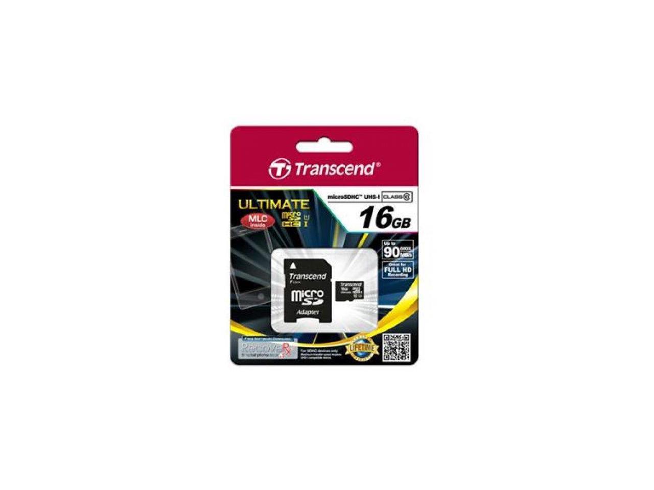 Transcend 16GB Ultimate Micro SDHC Class 10 UHS-I 90MB\Sec Memory Card Model TS16GUSDHC10U1