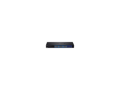 TRENDnet 28-Port Web Smart Switch with 24 x Gigabit Ports and 4 x 10G SFP+ Slots. Limited Life Time Warranty
