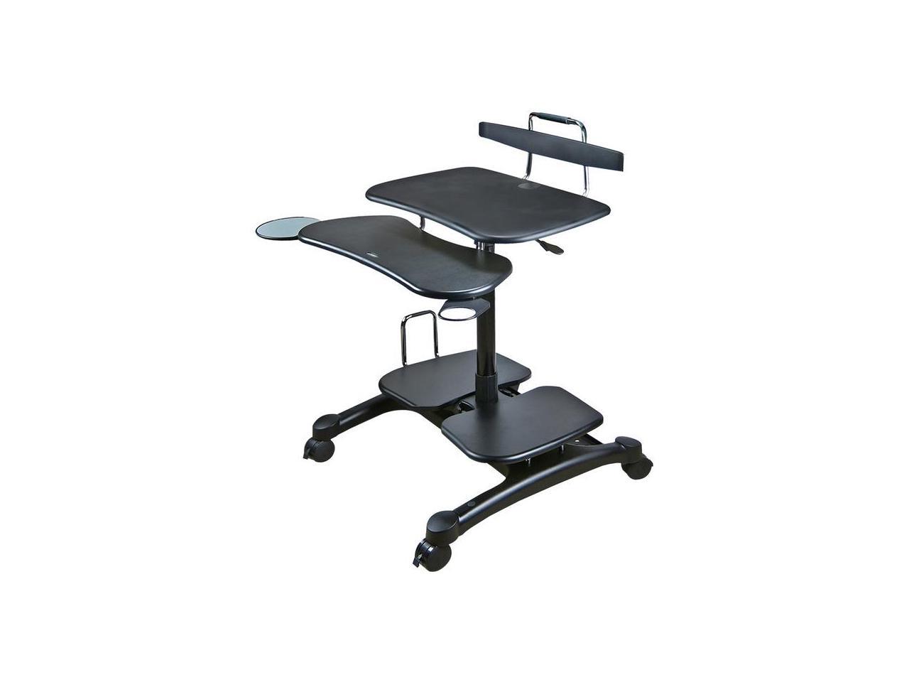 DoubleSight Displays DS-650MC Mobile Desktop Cart with Keyboard Tray 2 Shelves
