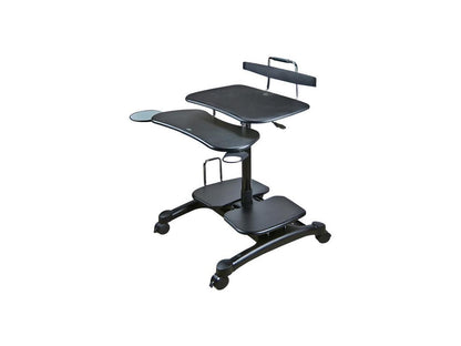 DoubleSight Displays DS-650MC Mobile Desktop Cart with Keyboard Tray 2 Shelves