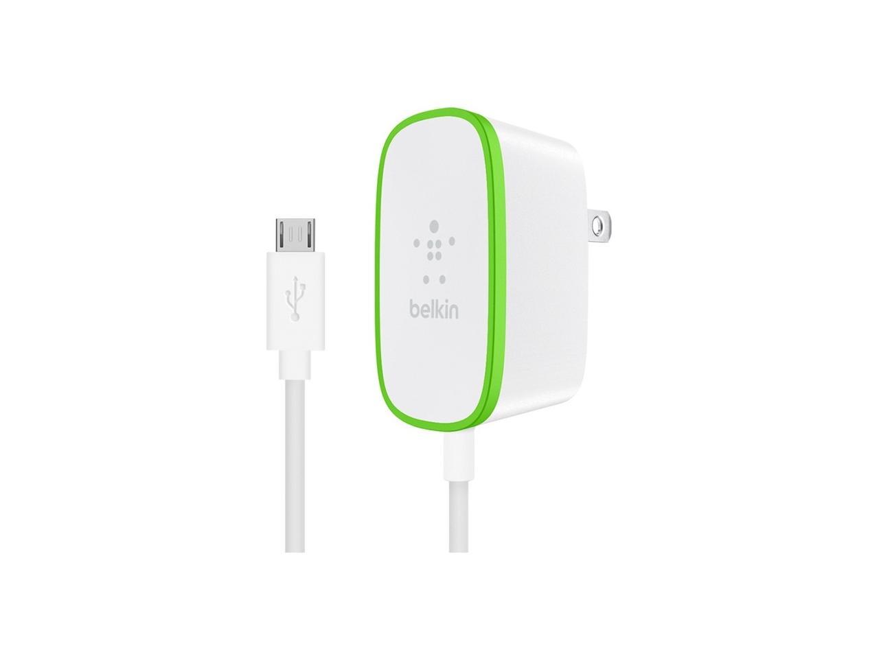 BELKIN COMPONENTS F7U009TT06-WHT HOME CHARGER WITH HARDWIRED MICRO-USB CABLE