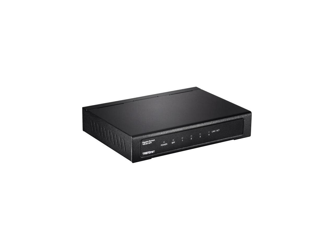 TRENDnet 4-Port Gigabit Switch with SFP Slot. Limited Life Time Warranty
