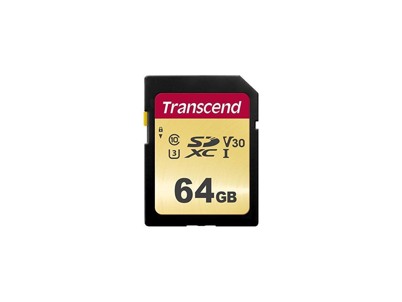 Transcend TS64GSDC500S 64GB UHS-I U3 SD Memory Card MLC