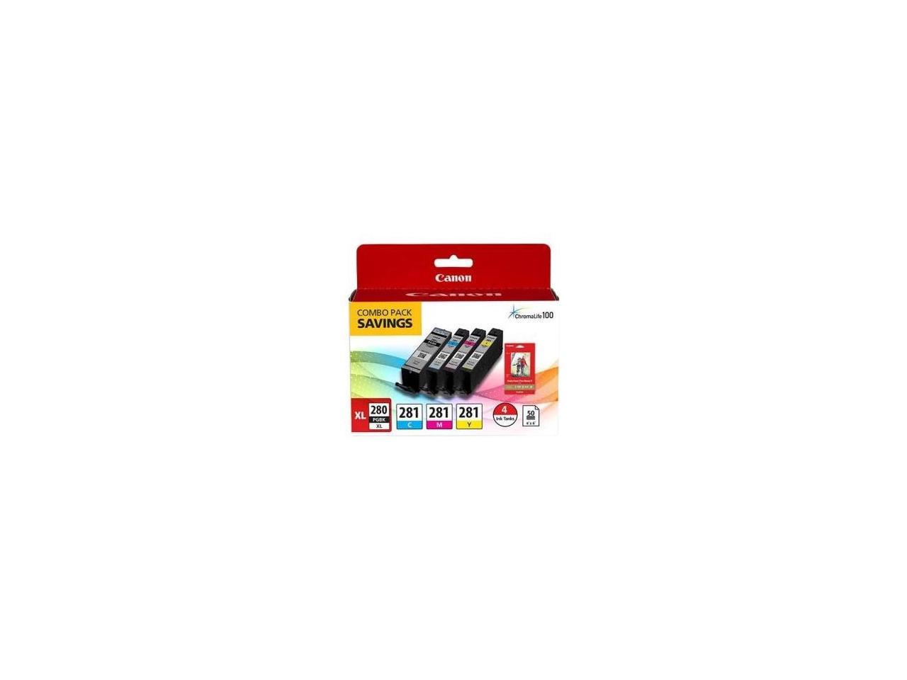Canon CLI-281 XL Ink Cartridge Value Pack Black/Cyan/Magenta/Yellow Inkjet Print Technology 2021C006