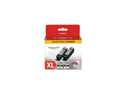 Canon PGI-270 XL High Yield Ink Cartridge - Dual Pack - Pigmented Black
