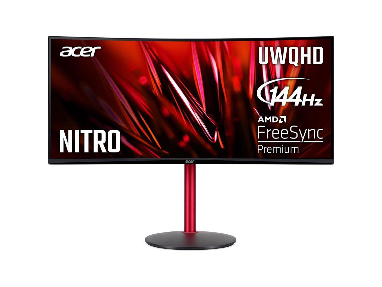 Acer Nitro XZ342CU P 34" 21:9 UWQHD 144Hz Curved VA LED LCD Gaming Monitor, Built-In Speakers, Black