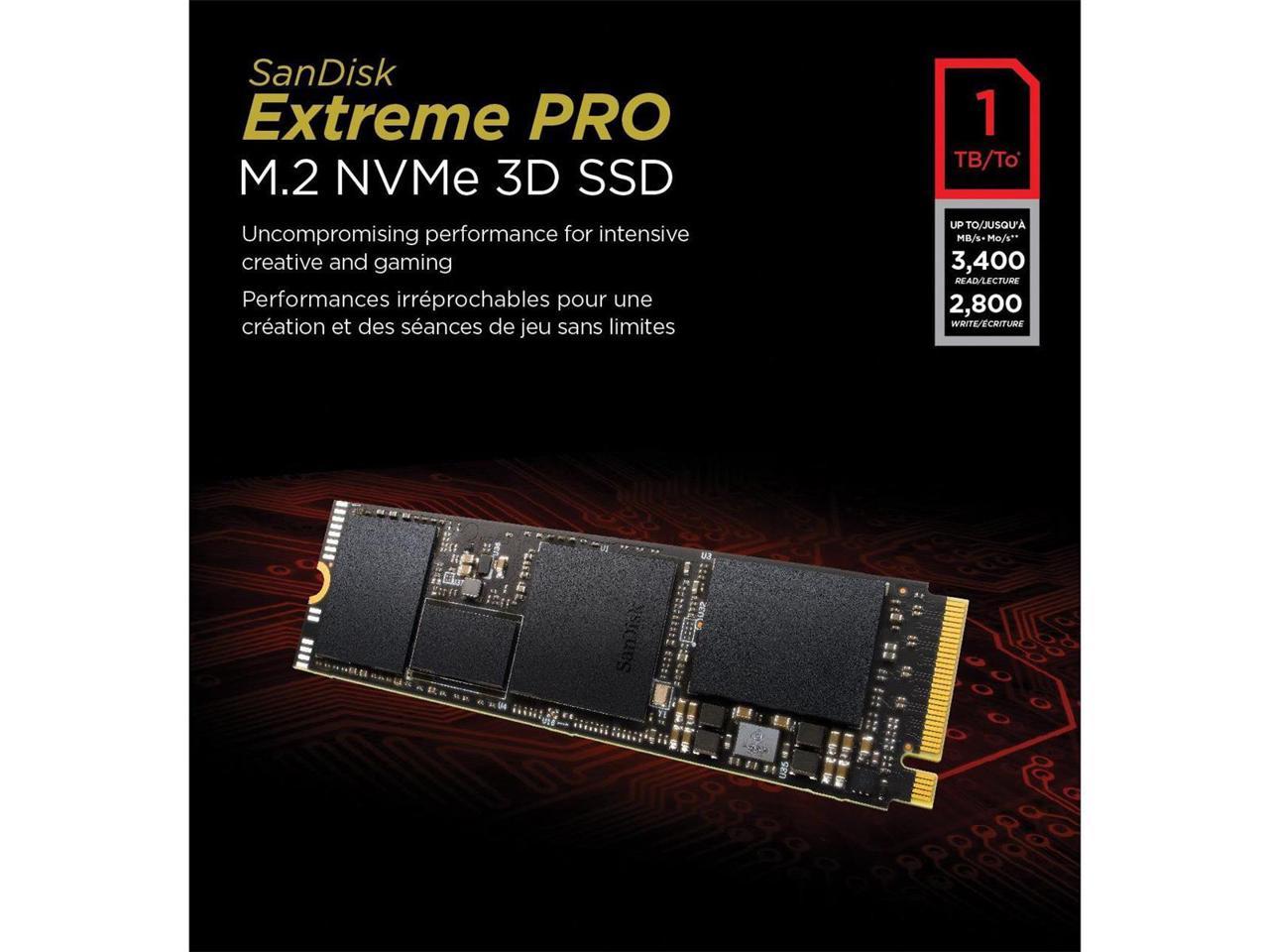 SanDisk Extreme PRO M.2 PCIe NVMe 3D 1TB Internal Solid State Drive (SDSSDXPM2-1T00-G25)