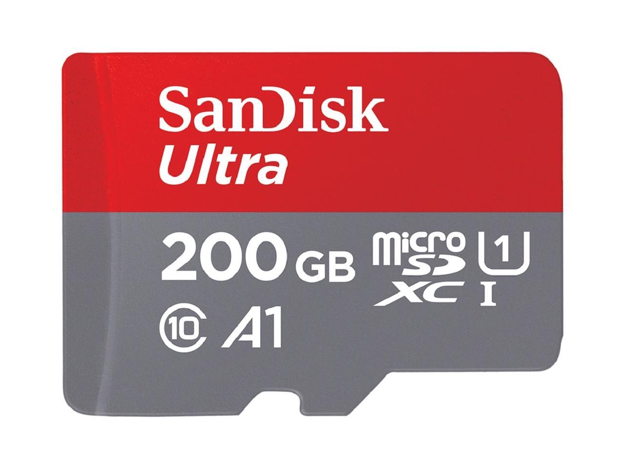 SanDisk 200GB Ultra microSDXC UHS-I/Class 10 Memory Card with Adapter, Speed Up to 90MB/s (SDSDQUAN-200G-G4A)