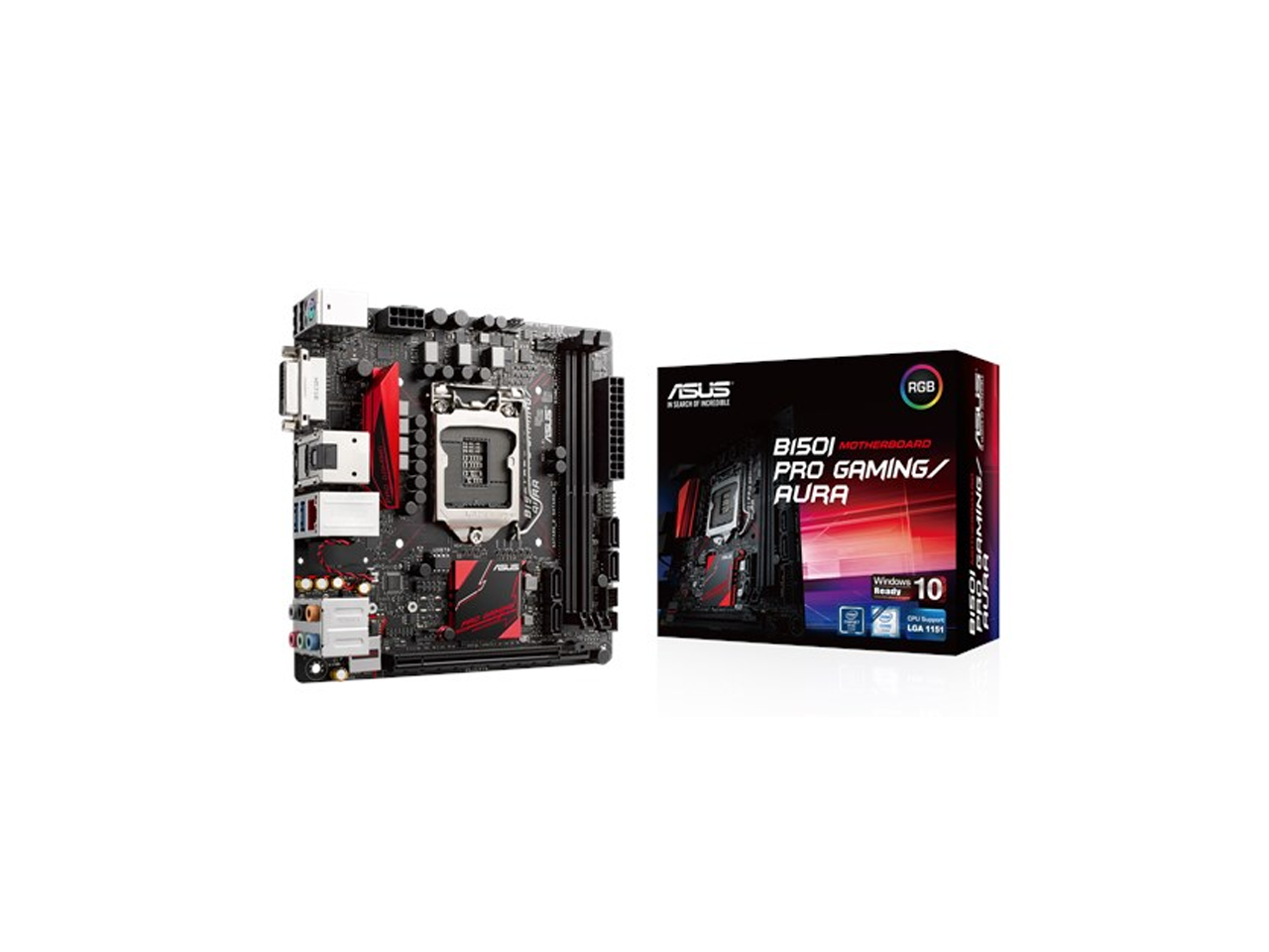 ASUS B150I PRO GAMING/AURA (910MB0NI0-M0EAYO) LGA 1151 Intel B150 HDMI SATA 6Gb/s USB 3.0 Mini ITX Intel Motherboard