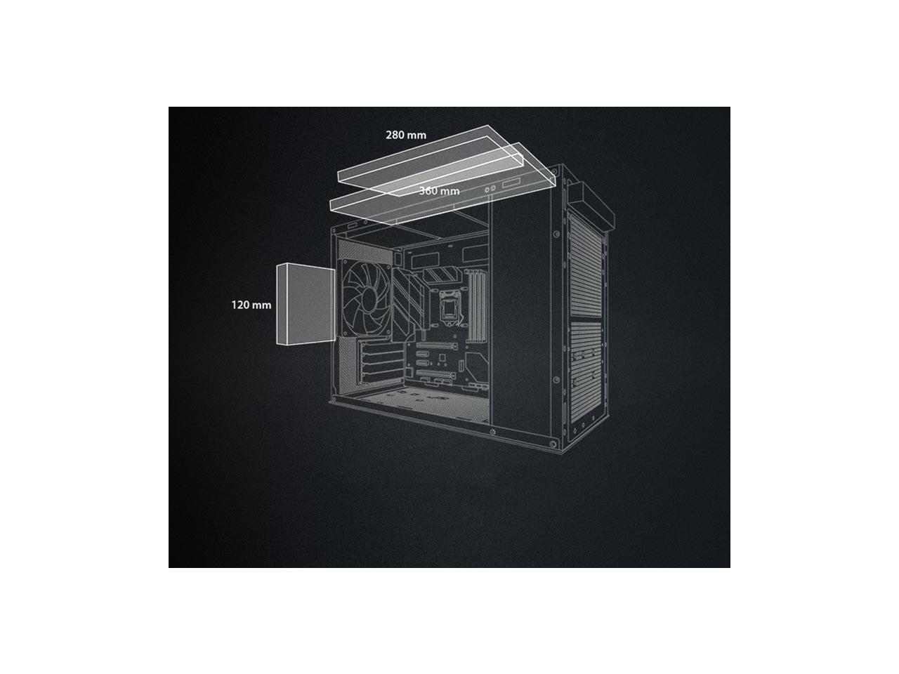 ASUS AP201 Type-C Airflow-focused Micro-ATX,Mini-ITX Computer Case, Support 360/280 Liquid Cooling - Black