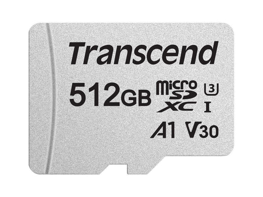 512GB Transcend 300S microSDXC UHS-I U3 V30 A1 CL10 Memory Card with SD Adapter 95MB/sec