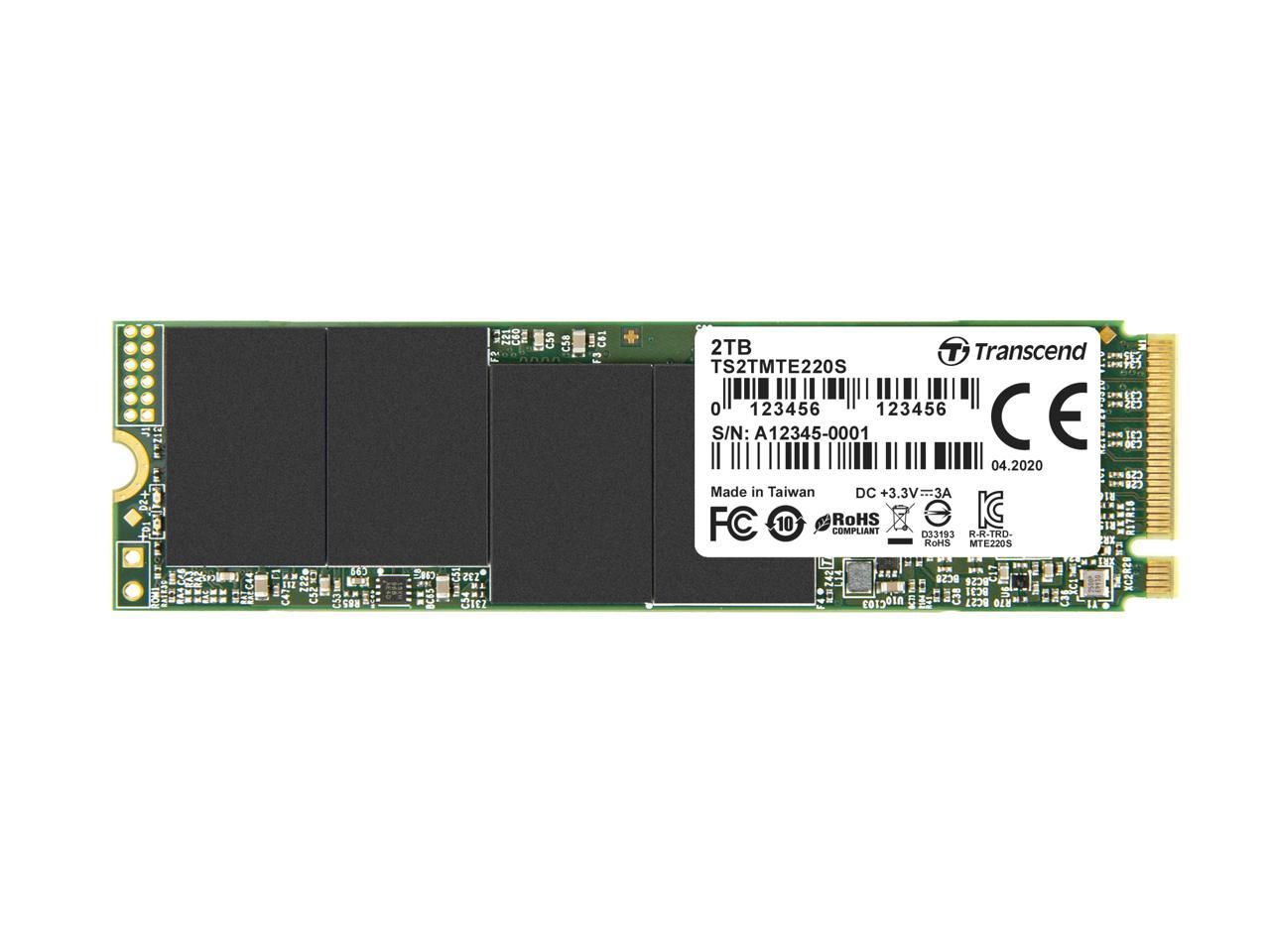 2TB Transcend NVMe PCIe Gen3x4 M.2 2280 3D TLC SSD 220S