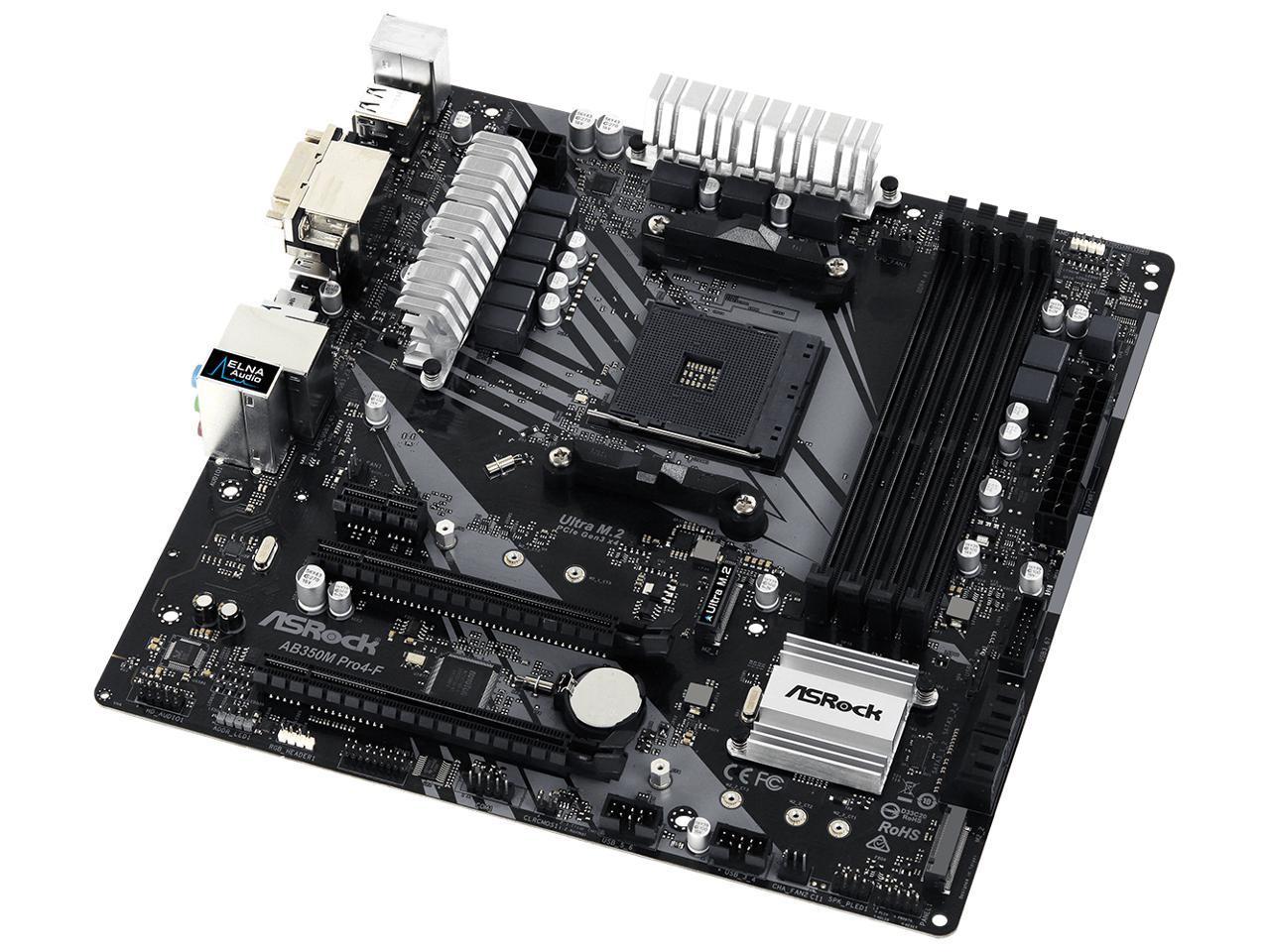 Asrock AB350M PRO4-F Socket AM4 Micro ATX Motherboard
