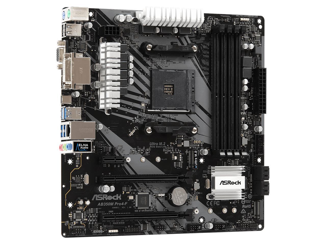 Asrock AB350M PRO4-F Socket AM4 Micro ATX Motherboard