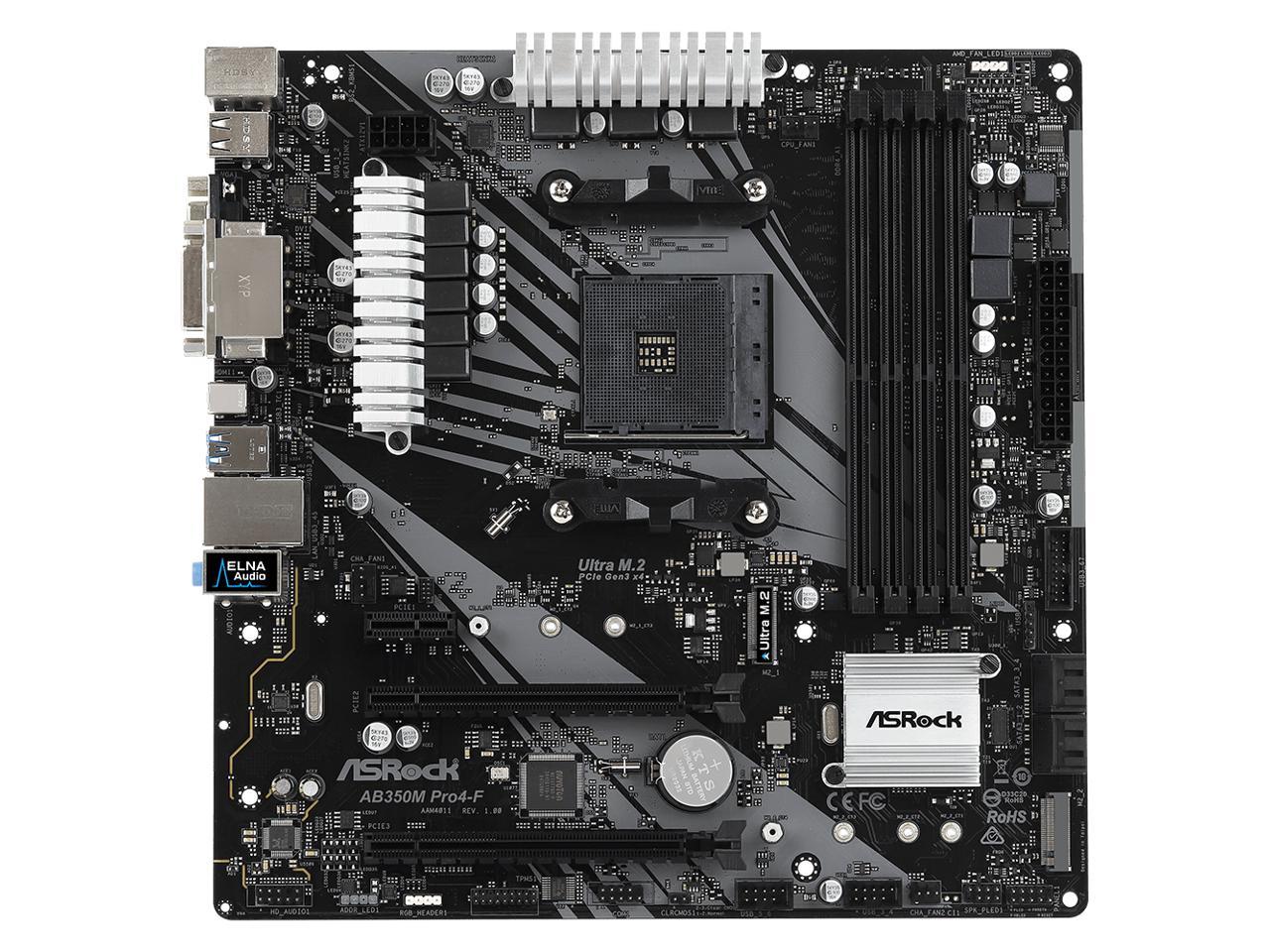 Asrock AB350M PRO4-F Socket AM4 Micro ATX Motherboard