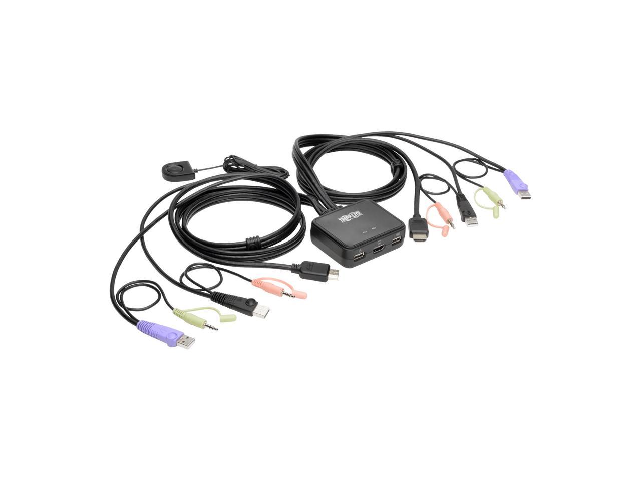 Tripp Lite 2-Port KVM Switch w/ HDMI USB Audio Cables Peripheral Sharing (B032-HUA2)