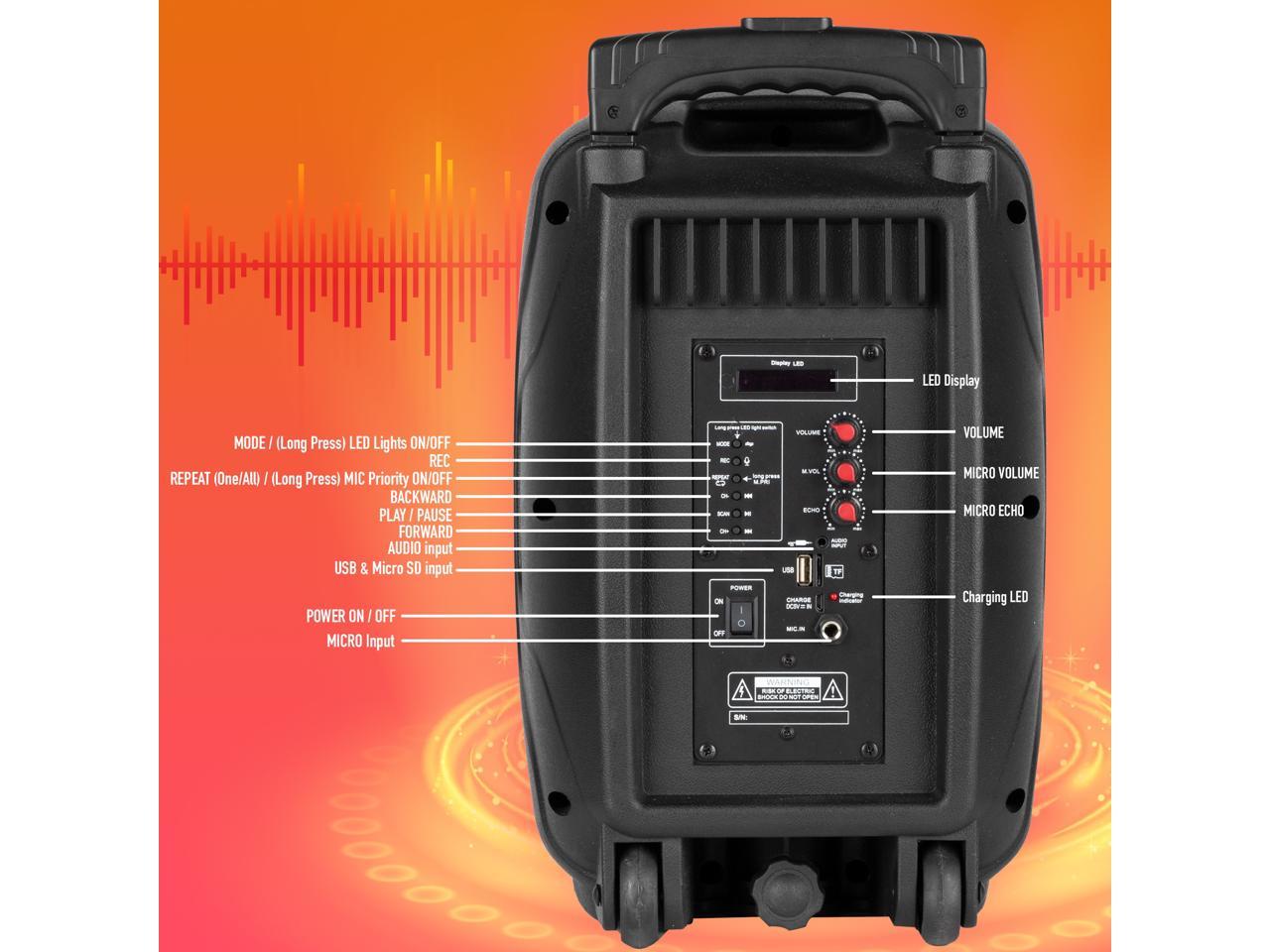 NGS 30W Portable Wireless BT Speaker with Trolley - Wild Samba