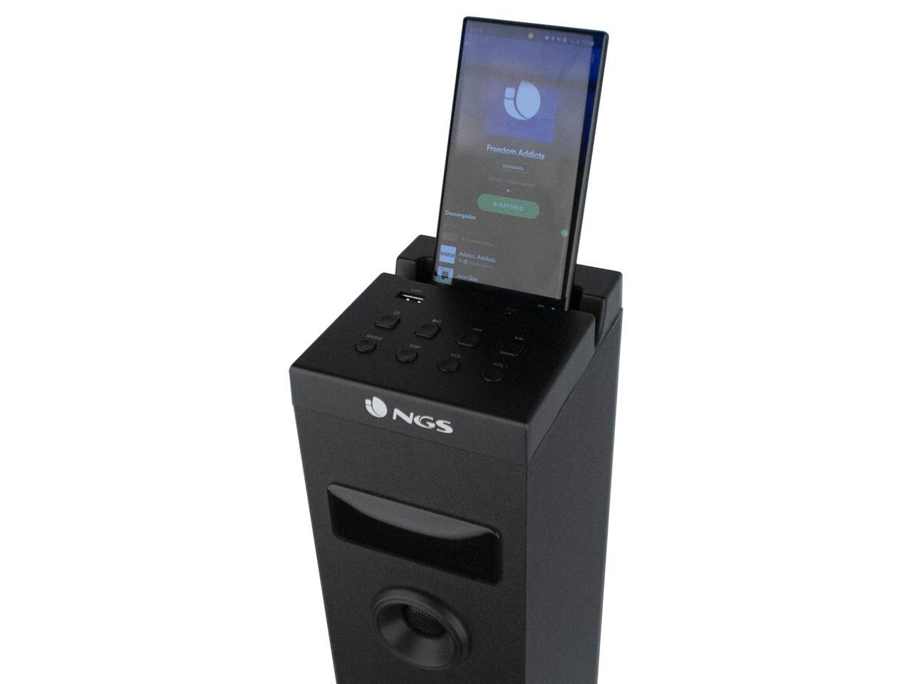 NGS 50W Wireless BT Tower Speaker with Stereo Output and Remote Control, Sky Charm