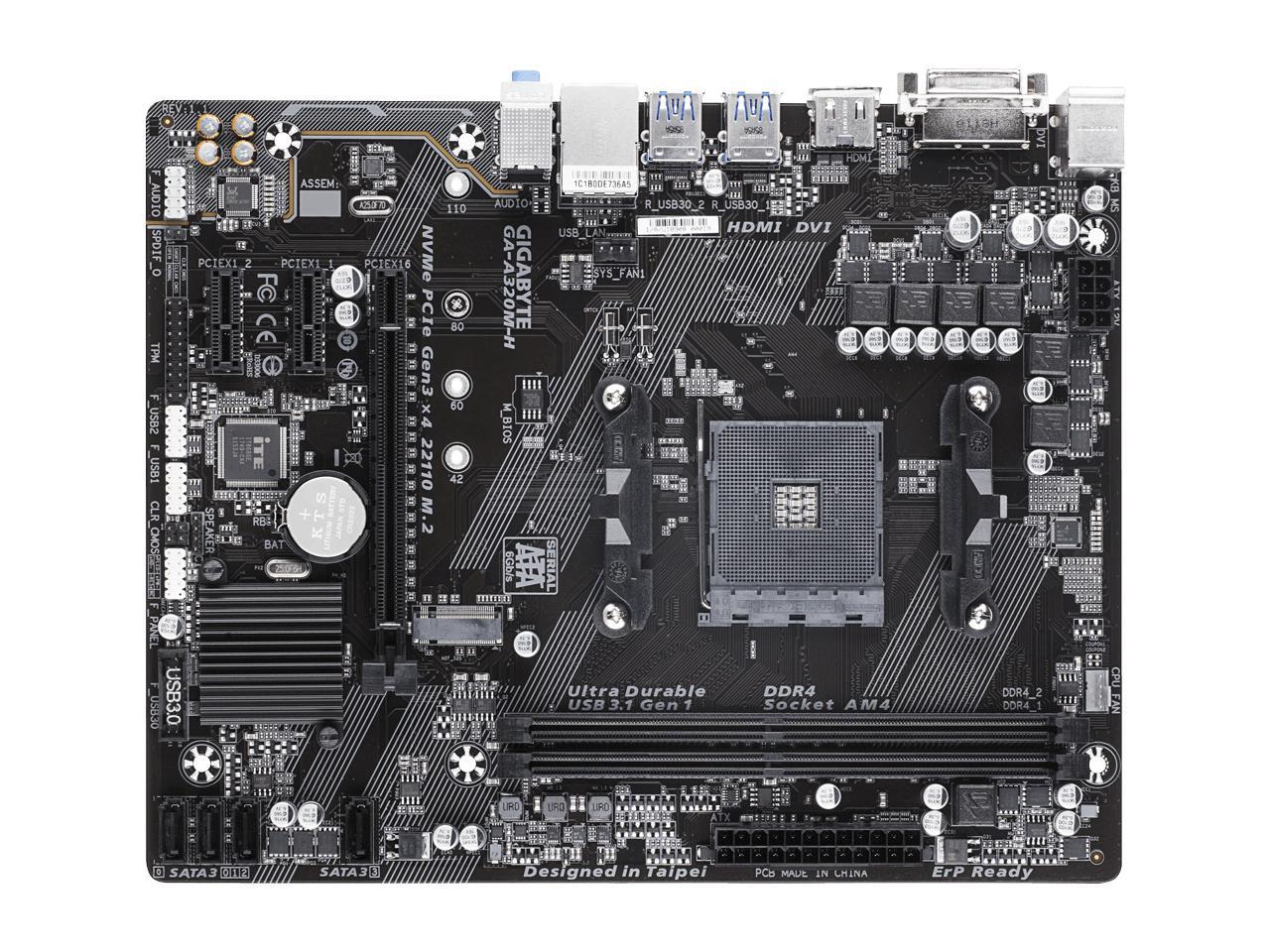 GIGABYTE GA-A320M-H AM4 AMD A320 SATA 6Gb/s USB 3.1 HDMI Micro ATX AMD Motherboard