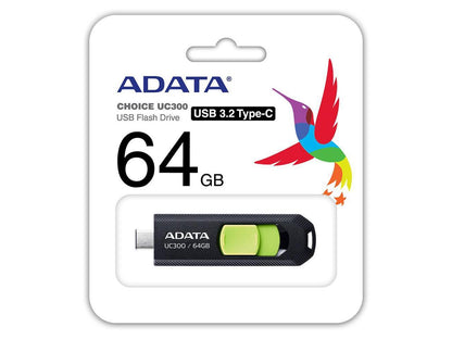 64GB AData USB3.2 UC300 Type-C USB Flash Drive Black/Green