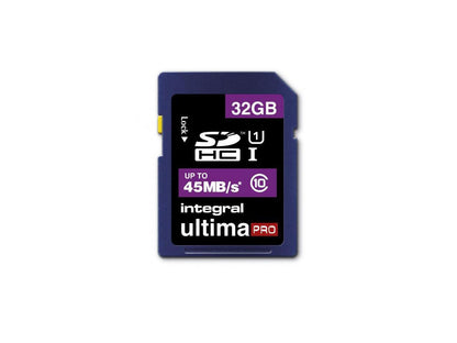 Integral 32GB Ultima Pro SDHC UHS-1 Memory Card Class 10 High Speed 45MB\Sec Model INSDH32G10-45