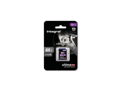 Integral 32GB Ultima Pro SDHC UHS-1 Memory Card Class 10 High Speed 45MB\Sec Model INSDH32G10-45