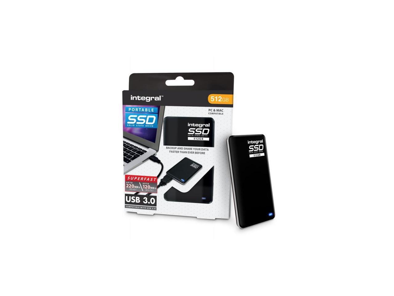 Integral 512GB USB 3.0 SSD. small, lightweight and Ultra Fast Portable Solid State Drive Model INSSD512GPORT3.0