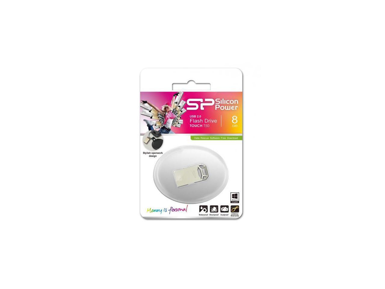 Silicon Power 8GB Silicon Power Touch T50 Zinc-Alloy Compact USB Flash Drive Champagne Edition Model SP008GBUF2T50V1C