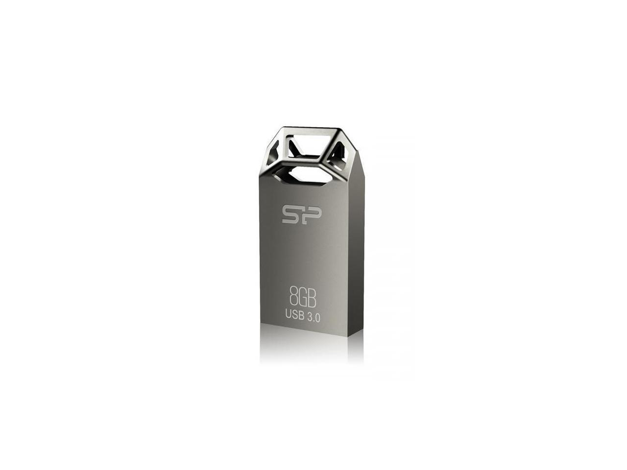 Silicon Power 8GB Silicon Power Jewel J50 USB3.0 Zinc-Alloy Compact USB Flash Drive Titanium Edition Model SP008GBUF3J50V1T